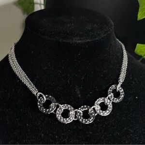 Lia Sophia Silver tone with hammered circles necklace